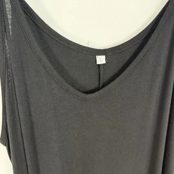 Womens Size L Black Sleeveless Tank Dress w Pockets - Picture 8 of 15